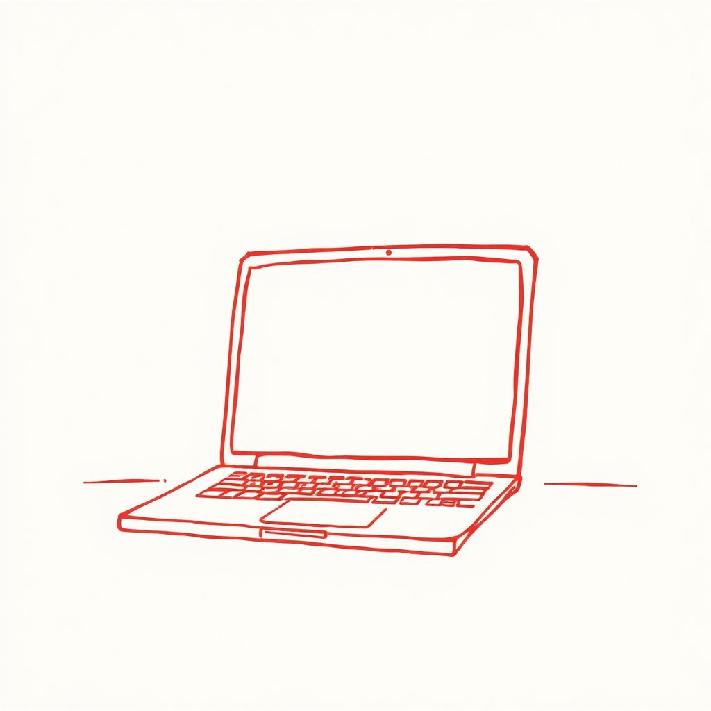 Hand-getekende illustratie van een laptop met een website